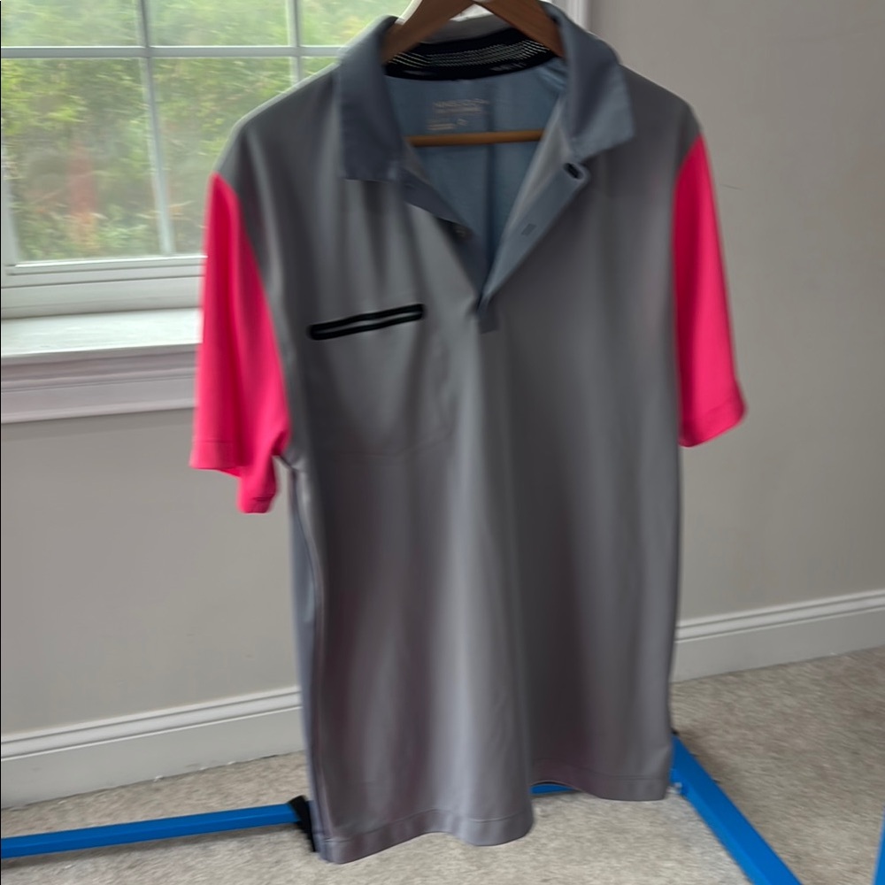 Nike Gray Pink Athletic Polo Shirt